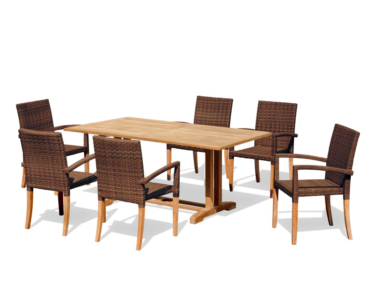 Belgrave 6 Seater Pedestal Table 1.8m and St. Tropez Stacking Chairs