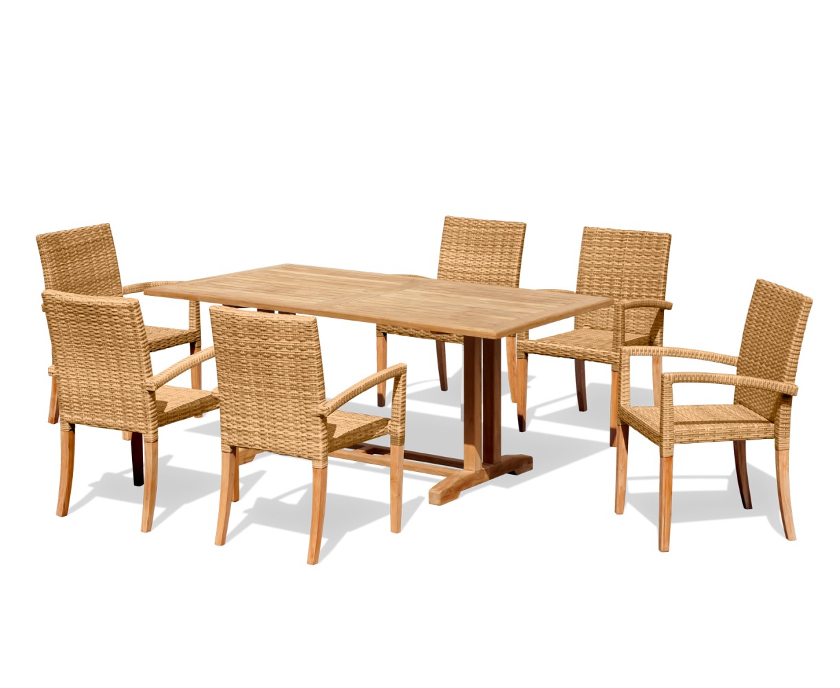 Belgrave 6 Seater Pedestal Table 1.8m and St. Tropez Stacking Chairs
