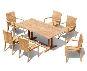 Belgrave 6 Seater Pedestal Table 1.8m and St. Tropez Stacking Chairs