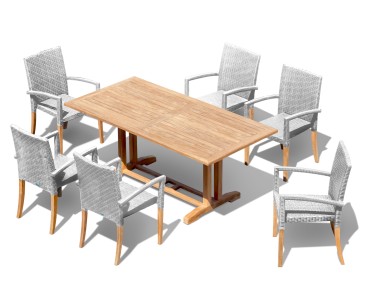 Belgrave 6 Seater Pedestal Table 1.8m and St. Tropez Stacking Chairs