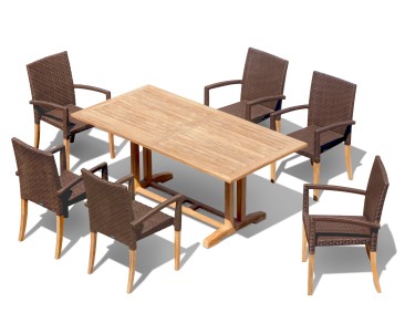Belgrave 6 Seater Pedestal Table 1.8m and St. Tropez Stacking Chairs