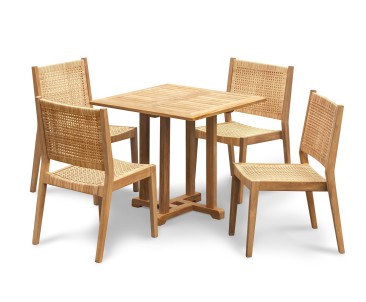Canfield 0.8m Table and 4 Sora Stacking Chairs Set