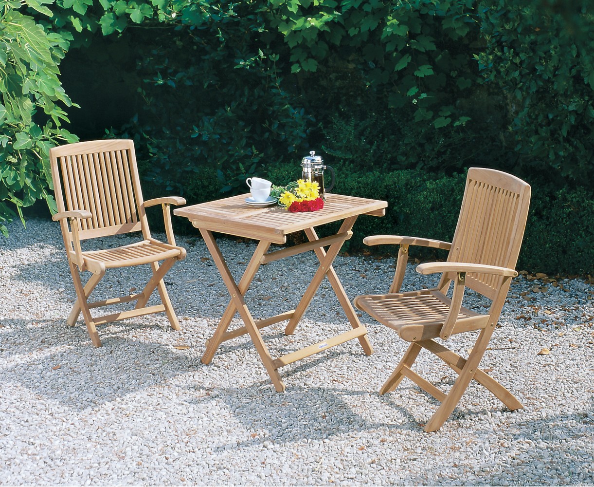 Rimini Patio Garden Folding Table and Arm Chairs Set
