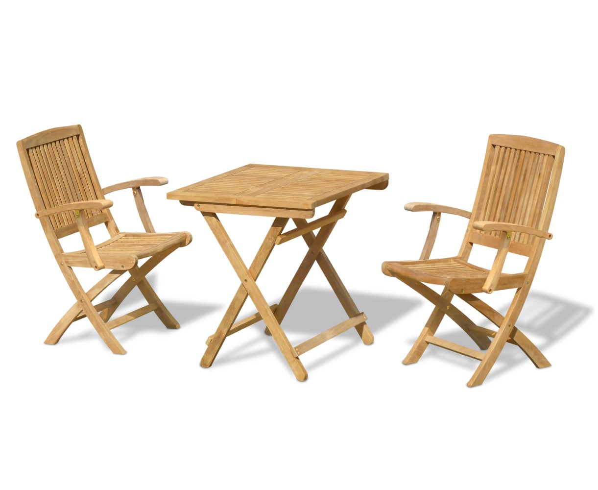 Rimini Patio Garden Folding Table and Arm Chairs Set