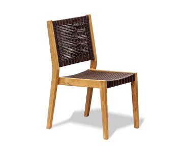 Canfield 0.8m Table and Sora Woven Chairs Set