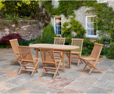 Carida Oval 6 Seater Table and Folding Chairs Set