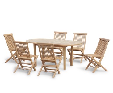 Carida Oval 6 Seater Table and Folding Chairs Set