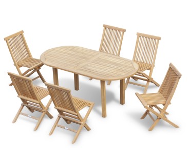 Carida Oval 6 Seater Table and Folding Chairs Set