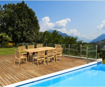 Disk Teak and Steel 220cm Outdoor Table and 8 Vero Chairs Set