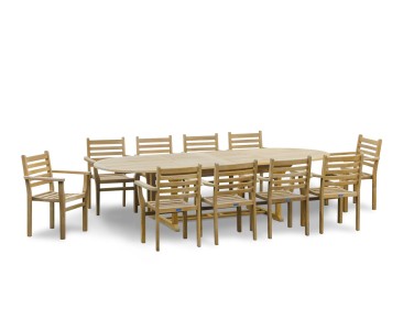 Brompton Oval Extendable Dining Table and 10 Yale Stackable Chairs Set