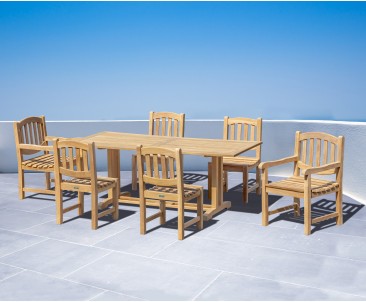 Belgrave 200cm Dining Table, 4 Ascot Side Chairs and 2 Ascot Armchairs Set