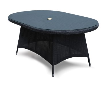Riviera 1.8 Black Loom Table with Glass Table-top - NEW: End of Line