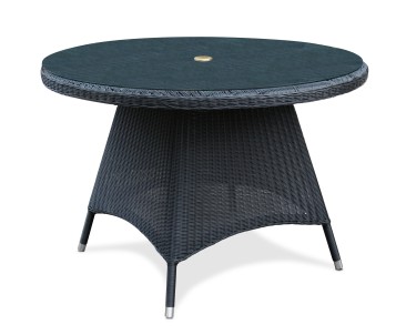 Riviera Round Table 1.1m Black Loom with Glass Table Top - NEW: End of Line