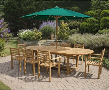Brompton Large Extending Teak Garden Table & 8 Yale Stacking Chairs