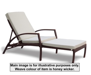 Monaco Rattan Garden Sun Lounger with Natural Cushion - Used: Good