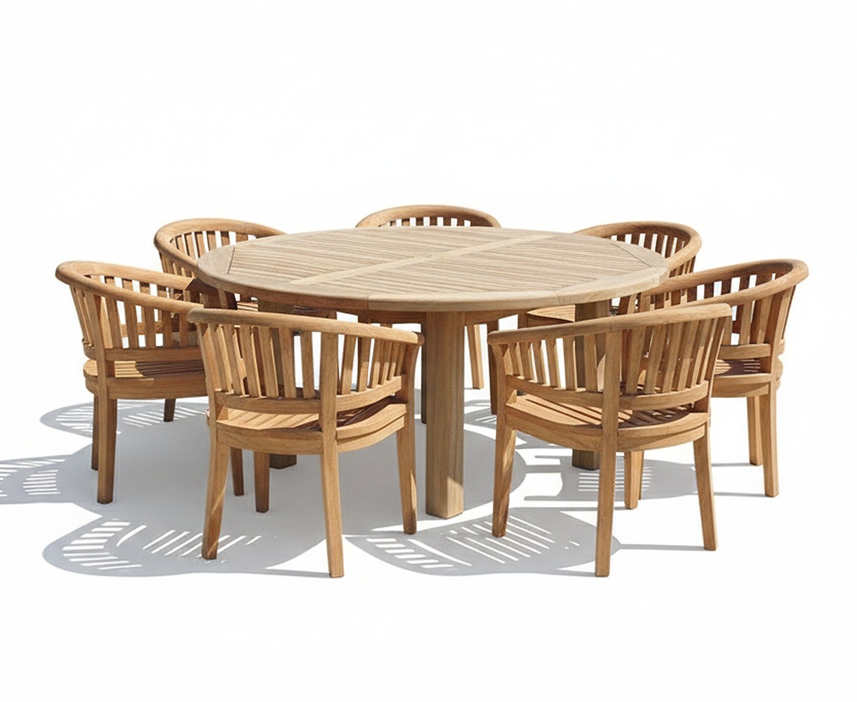 Titan Robust Round 6 Seater Patio Dining Set - in situ
