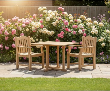 Canfield Square 1m Table and Rose Garden Armchairs Garden Set