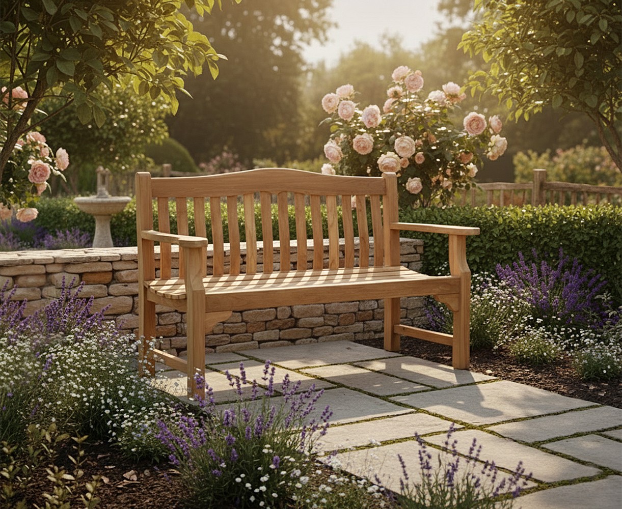 Teak Rose Garden Bench - 1.5m