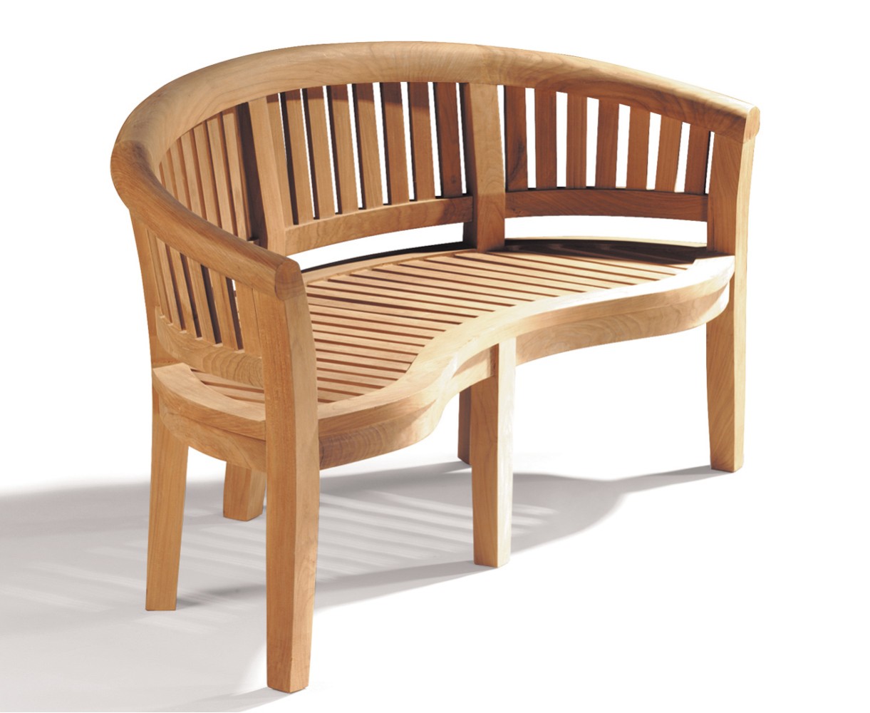 Wimbledon Teak Banana Bench and Chairs Garden Set
