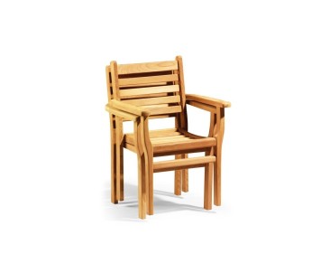 Brompton Teak Extendable Table and 6 Yale Stacking Armchairs Set