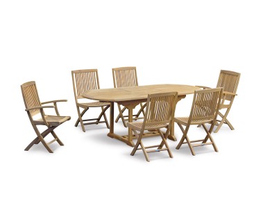 Brompton Single-Leaf Extending Table, Rimini Folding Chairs and Armchairs Set
