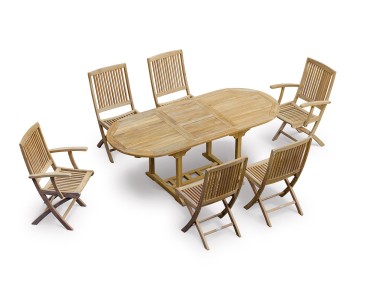 Brompton Single-Leaf Extending Table, Rimini Folding Chairs and Armchairs Set