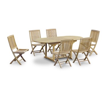 Brompton Single-Leaf Extending Table and 6 Rimini Folding Chairs