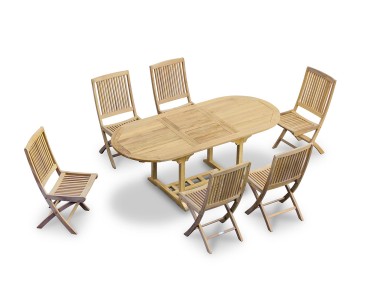 Brompton Single-Leaf Extending Table and 6 Rimini Folding Chairs
