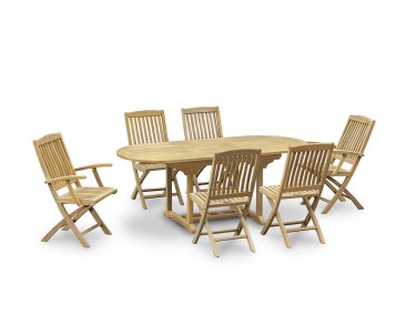 Brompton Teak Extending Garden Dining Table and Bali Folding Chairs Set