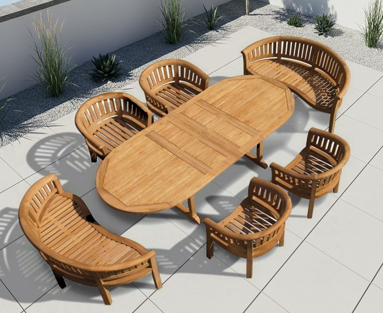 Contemporary Dining Table Set with Benches and Chairs