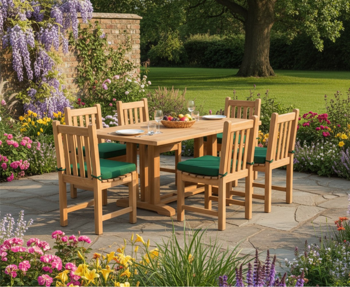 Cadogan 6 Seater Garden Table 1.5m & Windsor Side Chairs