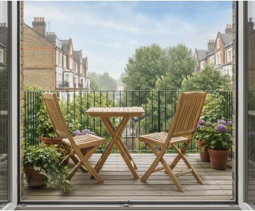 Teak Suffolk 0.6m Table and Bali Chair Set