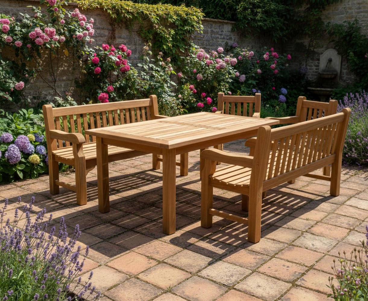 Balmoral 5ft Dining Table and Benches Set