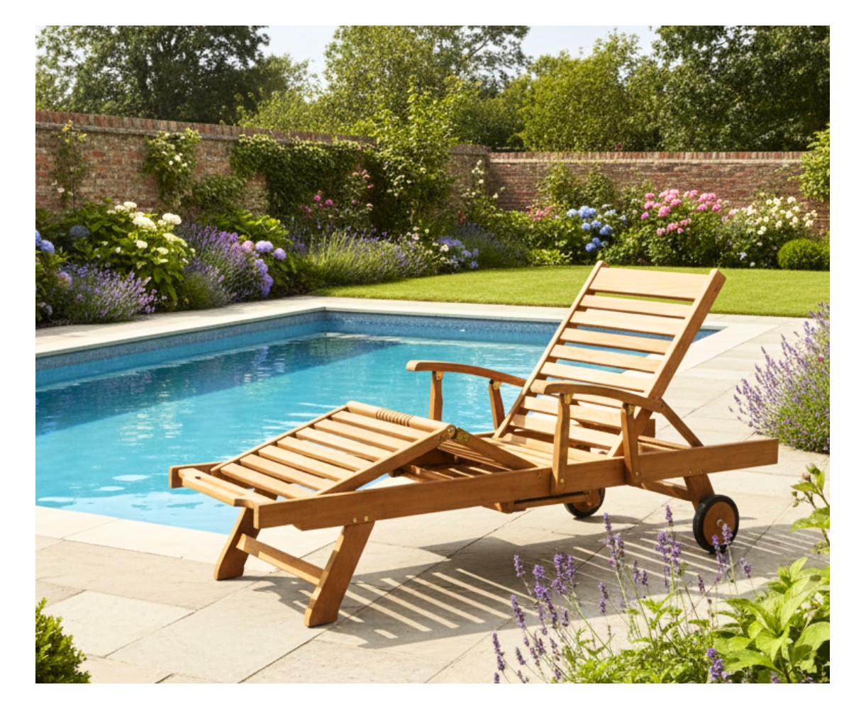 Luxury Teak Sun Lounger with arms