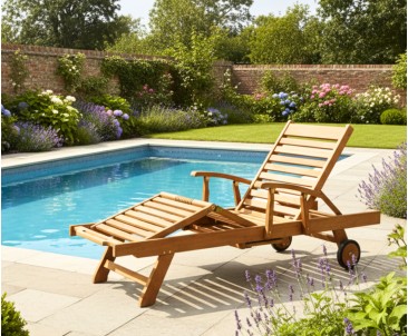 Luxury Teak Sun Lounger with arms