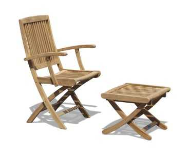 Rimini Teak Folding Garden Armchair and Bali Side Table Set