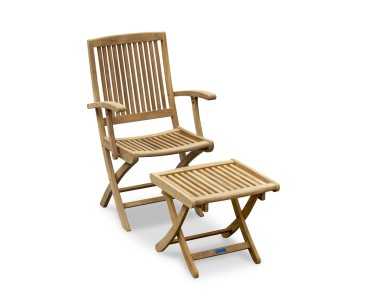 Rimini Teak Folding Garden Armchair and Bali Side Table Set