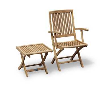 Rimini Teak Folding Garden Armchair and Bali Side Table Set
