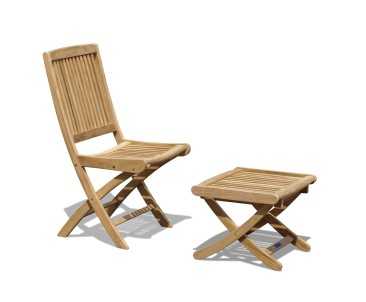 Rimini Teak Folding Garden Armchair and Bali Side Table Set