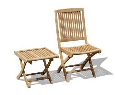 Rimini Garden Folding Chair and Bali Teak Side Table Set