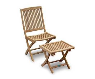 Rimini Garden Folding Chair and Bali Teak Side Table Set