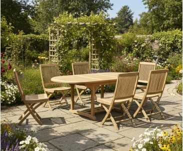 Brompton Single-Leaf Extending Table and 6 Rimini Folding Chairs