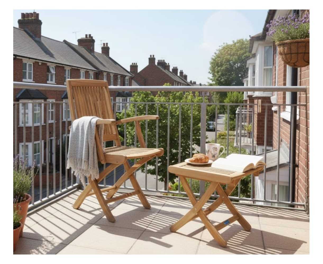 Rimini Teak Folding Garden Armchair and Bali Side Table Set