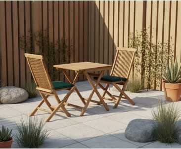 Rimini Teak Outdoor Garden Table and 2 Chairs - Patio Dining Set