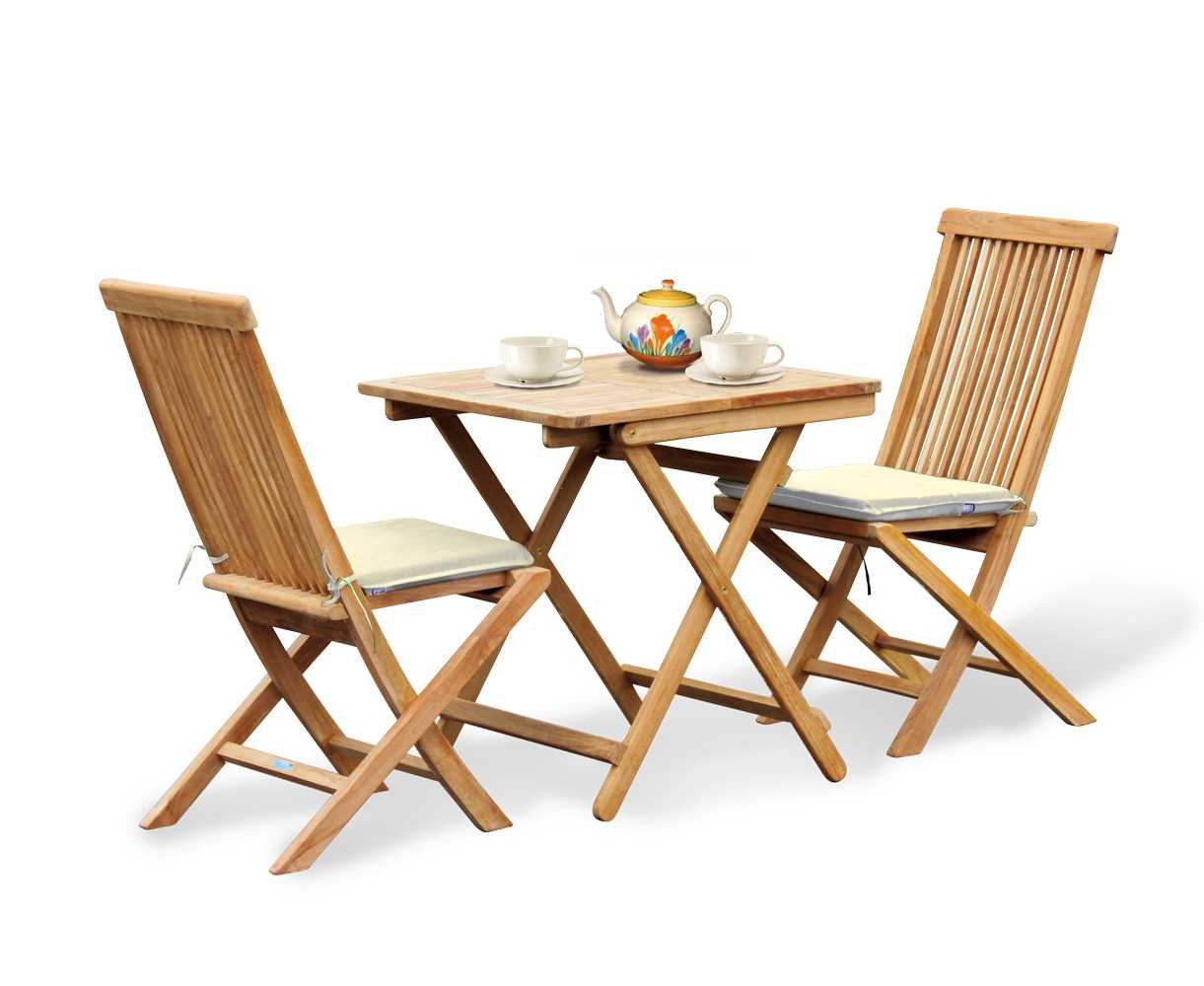 Rimini Teak Outdoor Garden Table and 2 Chairs - Patio Dining Set