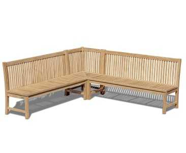 Canterbury Teak Outdoor Benches and Corner Chair Set
