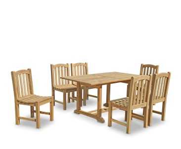 6 Seater Garden Table and Chairs - Teak Patio Outdoor Dining Set