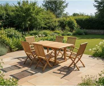 Hilgrove 6 Seater Rectangular Table 1.5m with Brompton Folding Armchairs