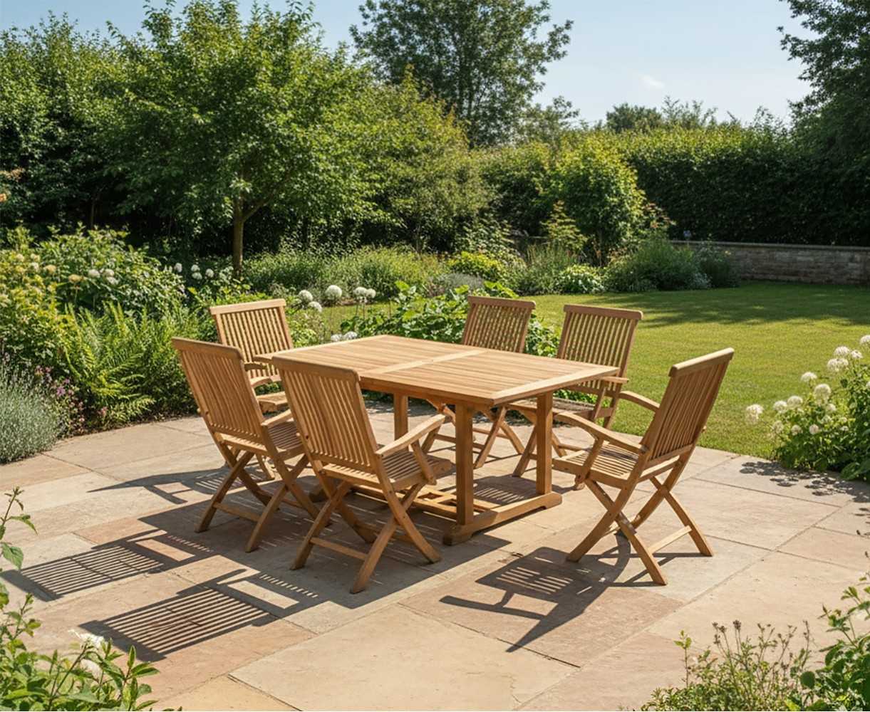 Hilgrove 6 Seater Rectangular Table 1.5m with Brompton Folding Armchairs