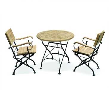 Garden Bistro Table and 2 Armchairs - Outdoor Patio Bistro Dining Set